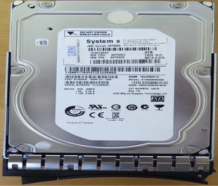49Y6003 IBM 4TB 7200RPM SATA 6GB/s Hot-Swappable 3.5-in...