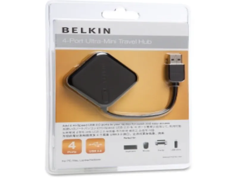 F5U407TT Belkin 4 Port USB 2.0 Ultra Mini Hub - 4 x USB...